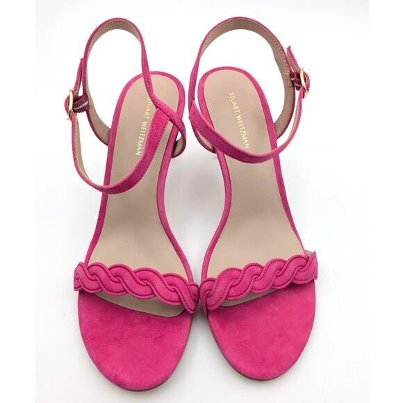 Stuart Weitzman Dancer Twistie 100 Suede Sandal Women's Pink Size US8 EU38.5 - Picture 3 of 11